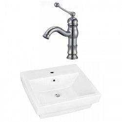 American Imaginations AI-22413 20.5-in. W Above Counter White Vessel Set For 1 Hole Center Faucet - Faucet Included