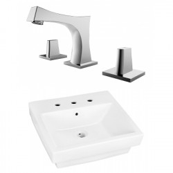 American Imaginations AI-22416 20.5-in. W Above Counter White Vessel Set For 3H8-in. Center Faucet - Faucet Included