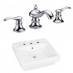 American Imaginations AI-22417 20.5-in. W Above Counter White Vessel Set For 3H8-in. Center Faucet - Faucet Included