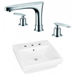 American Imaginations AI-22418 20.5-in. W Above Counter White Vessel Set For 3H8-in. Center Faucet - Faucet Included