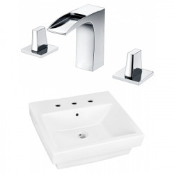American Imaginations AI-22419 20.5-in. W Above Counter White Vessel Set For 3H8-in. Center Faucet - Faucet Included