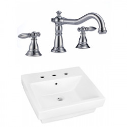 American Imaginations AI-22420 20.5-in. W Above Counter White Vessel Set For 3H8-in. Center Faucet - Faucet Included