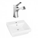 American Imaginations AI-22424 20.5-in. W Semi-Recessed White Vessel Set For 1 Hole Center Faucet - Faucet Included