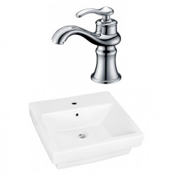American Imaginations AI-22425 20.5-in. W Semi-Recessed White Vessel Set For 1 Hole Center Faucet - Faucet Included