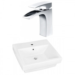 American Imaginations AI-22428 20.5-in. W Semi-Recessed White Vessel Set For 1 Hole Center Faucet - Faucet Included