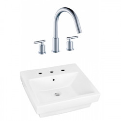 American Imaginations AI-22438 20.5-in. W Semi-Recessed White Vessel Set For 3H8-in. Center Faucet - Faucet Included