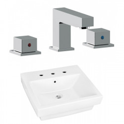American Imaginations AI-22439 20.5-in. W Semi-Recessed White Vessel Set For 3H8-in. Center Faucet - Faucet Included