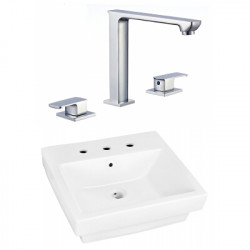 American Imaginations AI-22457 19-in. W Above Counter White Vessel Set For 3H8-in. Center Faucet - Faucet Included