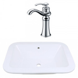 American Imaginations AI-22476 21.75-in. W Undermount White Vessel Set For Deck Mount Drilling - Faucet Included