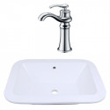 American Imaginations AI-22481 21.75-in. W Drop In White Vessel Set For Deck Mount Drilling - Faucet Included