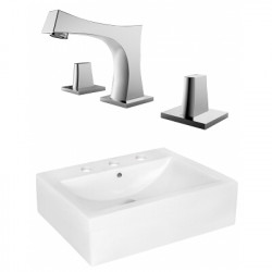 American Imaginations AI-22486 20.25-in. W Above Counter White Vessel Set For 3H8-in. Center Faucet - Faucet Included