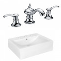 American Imaginations AI-22487 20.25-in. W Above Counter White Vessel Set For 3H8-in. Center Faucet - Faucet Included