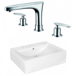 American Imaginations AI-22488 20.25-in. W Above Counter White Vessel Set For 3H8-in. Center Faucet - Faucet Included