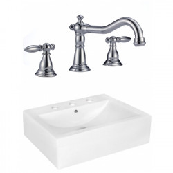 American Imaginations AI-22490 20.25-in. W Above Counter White Vessel Set For 3H8-in. Center Faucet - Faucet Included