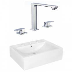 American Imaginations AI-22493 20.25-in. W Above Counter White Vessel Set For 3H8-in. Center Faucet - Faucet Included