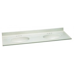 Design House 553347 White on White Cultured Marble 61X22 Double Bowl Top