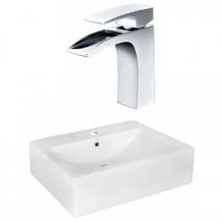 American Imaginations AI-22508 20.25-in. W Wall Mount White Vessel Set For 1 Hole Center Faucet - Faucet Included