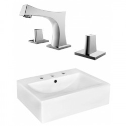 American Imaginations AI-22513 20.25-in. W Wall Mount White Vessel Set For 3H8-in. Center Faucet - Faucet Included