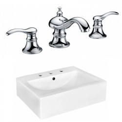 American Imaginations AI-22514 20.25-in. W Wall Mount White Vessel Set For 3H8-in. Center Faucet - Faucet Included