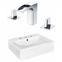 American Imaginations AI-22516 20.25-in. W Wall Mount White Vessel Set For 3H8-in. Center Faucet - Faucet Included