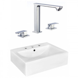 American Imaginations AI-22520 20.25-in. W Wall Mount White Vessel Set For 3H8-in. Center Faucet - Faucet Included