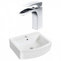 American Imaginations AI-22525 22.25-in. W Above Counter White Vessel Set For 1 Hole Center Faucet - Faucet Included