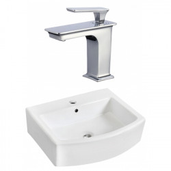 American Imaginations AI-22529 22.25-in. W Above Counter White Vessel Set For 1 Hole Center Faucet - Faucet Included