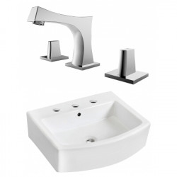 American Imaginations AI-22530 22.25-in. W Above Counter White Vessel Set For 3H8-in. Center Faucet - Faucet Included