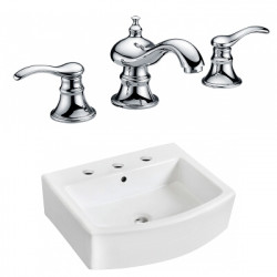 American Imaginations AI-22531 22.25-in. W Above Counter White Vessel Set For 3H8-in. Center Faucet - Faucet Included