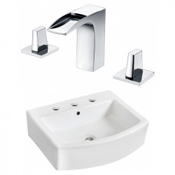 American Imaginations AI-22533 22.25-in. W Above Counter White Vessel Set For 3H8-in. Center Faucet - Faucet Included