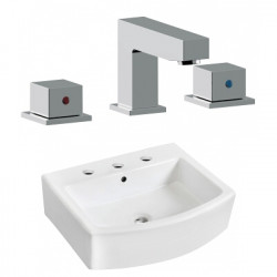 American Imaginations AI-22536 22.25-in. W Above Counter White Vessel Set For 3H8-in. Center Faucet - Faucet Included