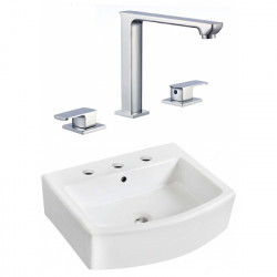 American Imaginations AI-22537 22.25-in. W Above Counter White Vessel Set For 3H8-in. Center Faucet - Faucet Included