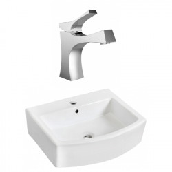 American Imaginations AI-22538 22.25-in. W Wall Mount White Vessel Set For 1 Hole Center Faucet - Faucet Included