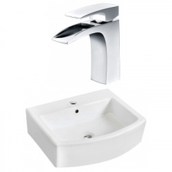 American Imaginations AI-22542 22.25-in. W Wall Mount White Vessel Set For 1 Hole Center Faucet - Faucet Included