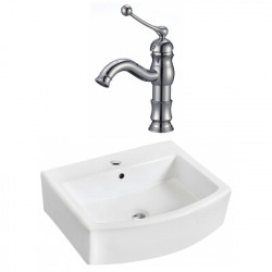 American Imaginations AI-22544 22.25-in. W Wall Mount White Vessel Set For 1 Hole Center Faucet - Faucet Included