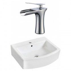 American Imaginations AI-22545 22.25-in. W Wall Mount White Vessel Set For 1 Hole Center Faucet - Faucet Included