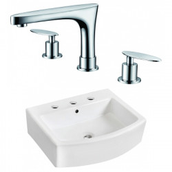 American Imaginations AI-22549 22.25-in. W Wall Mount White Vessel Set For 3H8-in. Center Faucet - Faucet Included