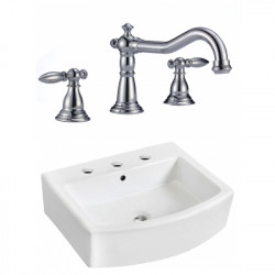American Imaginations AI-22551 22.25-in. W Wall Mount White Vessel Set For 3H8-in. Center Faucet - Faucet Included