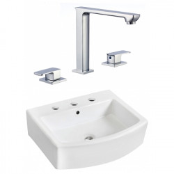 American Imaginations AI-22554 22.25-in. W Wall Mount White Vessel Set For 3H8-in. Center Faucet - Faucet Included