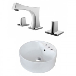 American Imaginations AI-22555 18.25-in. W Above Counter White Vessel Set For 3H8-in. Center Faucet - Faucet Included