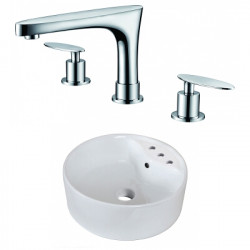 American Imaginations AI-22557 18.25-in. W Above Counter White Vessel Set For 3H8-in. Center Faucet - Faucet Included