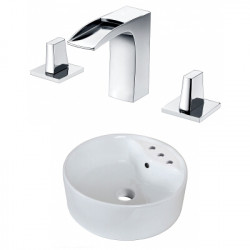 American Imaginations AI-22558 18.25-in. W Above Counter White Vessel Set For 3H8-in. Center Faucet - Faucet Included