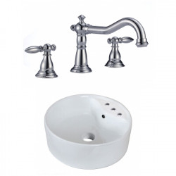 American Imaginations AI-22559 18.25-in. W Above Counter White Vessel Set For 3H8-in. Center Faucet - Faucet Included