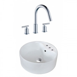 American Imaginations AI-22560 18.25-in. W Above Counter White Vessel Set For 3H8-in. Center Faucet - Faucet Included