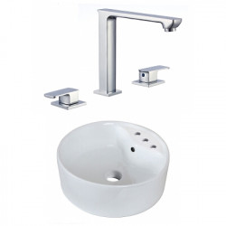 American Imaginations AI-22562 18.25-in. W Above Counter White Vessel Set For 3H8-in. Center Faucet - Faucet Included