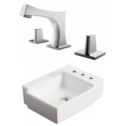 American Imaginations AI-22563 16.25-in. W Above Counter White Vessel Set For 3H8-in. Right Faucet - Faucet Included