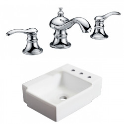 American Imaginations AI-22564 16.25-in. W Above Counter White Vessel Set For 3H8-in. Right Faucet - Faucet Included