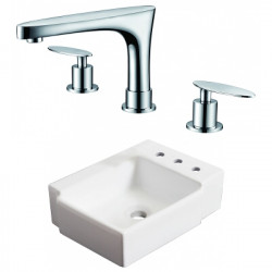 American Imaginations AI-22565 16.25-in. W Above Counter White Vessel Set For 3H8-in. Right Faucet - Faucet Included
