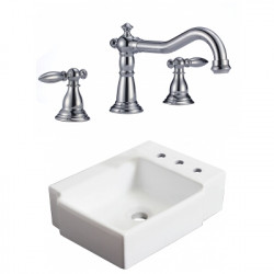 American Imaginations AI-22567 16.25-in. W Above Counter White Vessel Set For 3H8-in. Right Faucet - Faucet Included