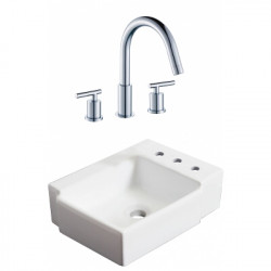 American Imaginations AI-22568 16.25-in. W Above Counter White Vessel Set For 3H8-in. Right Faucet - Faucet Included